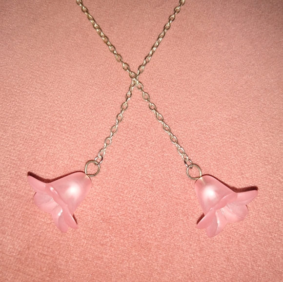 Smoky Blue Flower Earrings Solid 925 Sterling Silver Ear Hooks Long Dangle Chain - Picture 10 of 10